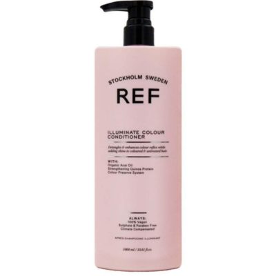 REF illuminate colour conditioner protège, renforce, démêle et infuse une brillance extrême aux cheveux. Sans sulfate. Végétalien.