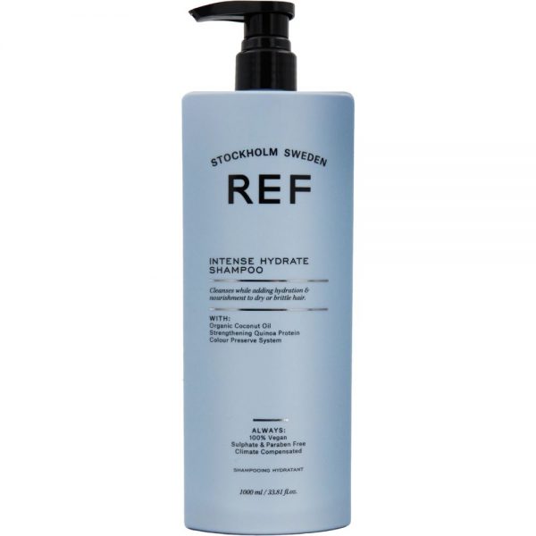 REF Intense Hydrate Shampoing aux extraits végétaux spécialement choisis pour protéger, renforcer et hydrater en profondeur sans alourdir.