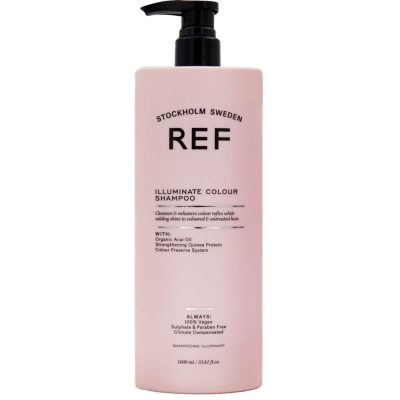 REF Illuminate Colour Shampoo est un shampoing fortifiant sans sulfate à utiliser sur les cheveux colorés et naturels. Végétalien.