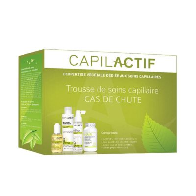 Capilactif Trousse de soins capillaire cas de chute de cheveux, contient tous les produits essentiels aux bons soins des cheveux clairsemés.