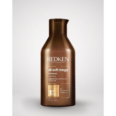 Shampoing All Soft mega Redken nourrit les cheveux extrêmement secs et rêches. Avec formule de PH balancé. 