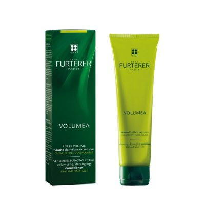 Baume expanseur VOLUMEA Rene Furterer, avec rinçage, à l'extrait naturel de caroube donne du volume et de la texture au cheveux fins. sans silicone.