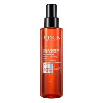 Huile sérum frizz dismiss instant deflate Redken est un spray ultra lissant pour les cheveux indisciplinés et difficiles à lisser. Avec de l'huile de Babassu et une formule de PH balancé.