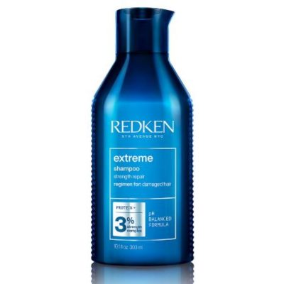 Shampoing extreme Redken renforce et répare les cheveux abîmés. Avec protéines et une formule de PH balancé. 