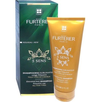 Shampoing sublimateur 5 sens René Furterer pour tous types de cheveux, nourrit sans alourdir, dévoile une brillance, rend les cheveux doux, léger et soyeux. 