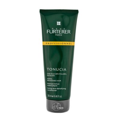 Masque tonus redensifiant TONUCIA Rene Furterer avec rinçage, effet de densité et apparence plus forte pour les cheveux dévitalisés, fatigués.