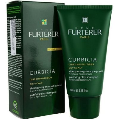 Shampoing-masque pureté CURBICIA Rene Furterer à l'argile absorbante pour les personnes ayant le cuir chevelu gras, il agit pour éliminer durablement l'excès de sébum. 