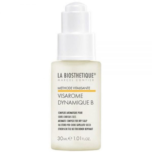 Visarome Dynamique B Methode Vitalisante 30mL  Les huiles essentielles purement naturelles stimulent efficacement la circulation du cuir chevelu et libèrent les blocages quotidiens. Les fonctions naturelles du cuir chevelu sont activées grâce au complexe d'aromathérapie équilibrant. 