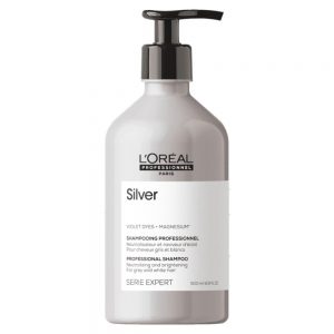 L'Oréal Professionnel Silver Shampoing illumine et ravive les cheveux gris et blancs. Procure de l'éclat et de la brillance.