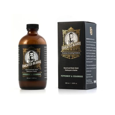 Nettoyant rafraîchissant et purifiant pour la barbe et le corps pour homme.  Rafraîchit, purifie et hydrate. 100% biodégradable