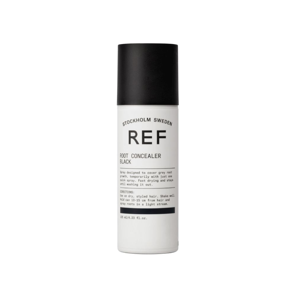 Spray Cache Repousse Noire conçu pour couvrir temporairement la croissance des racines grises. Séchage rapide et reste jusqu'au lavage.