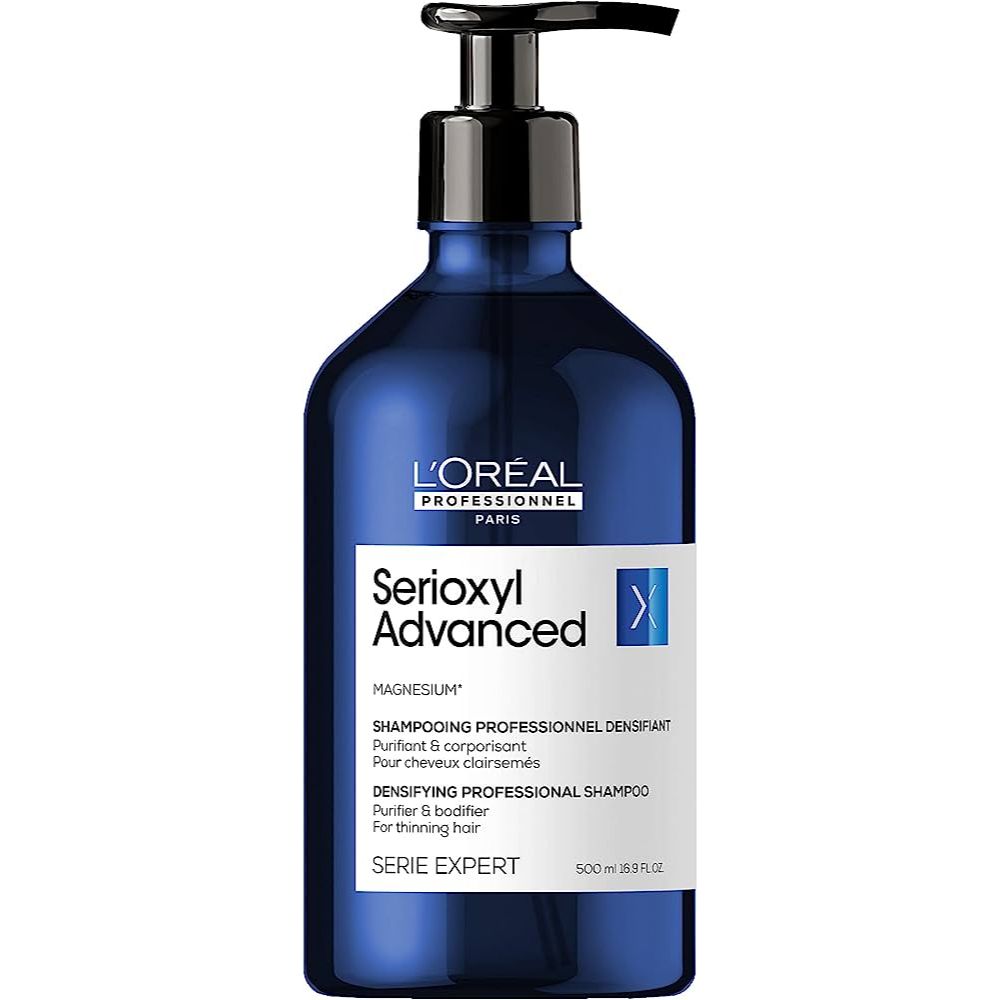 L'Oréal Shampoing Densifiant Serioxyl Advanced purifie en douceur le cuir chevelu et aide à donner une sensation de densité renouvelée. Enrichi en magnésium.