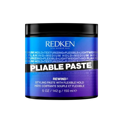 REDKEN Pliable Paste pâte texturisante, texture souple à tenue moyenne qui vous permet de créer des coiffures polyvalentes. N'alourdit pas les cheveux.