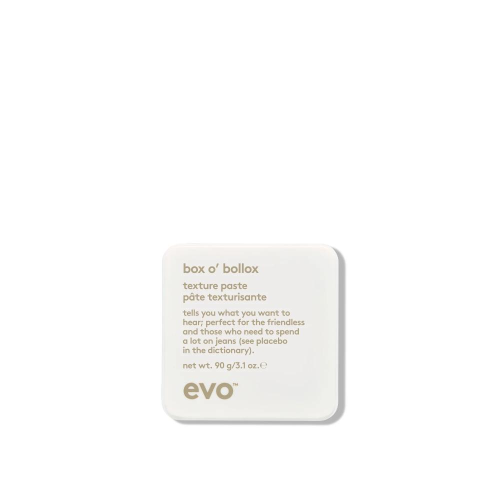 EVO Box O' Bollox Pâte texturée qui offre une tenue extra forte avec un fini extrêmement mat. Crée des looks structurés qui restent en place. Sans gluten.