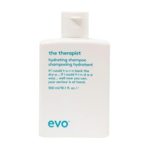 EVO THE THERAPIST shampoing hydratant pour nettoyer, hydrater et renforcer les cheveux. Recommandé pour  les cheveux secs et colorés. Sans sulfates ni gluten
