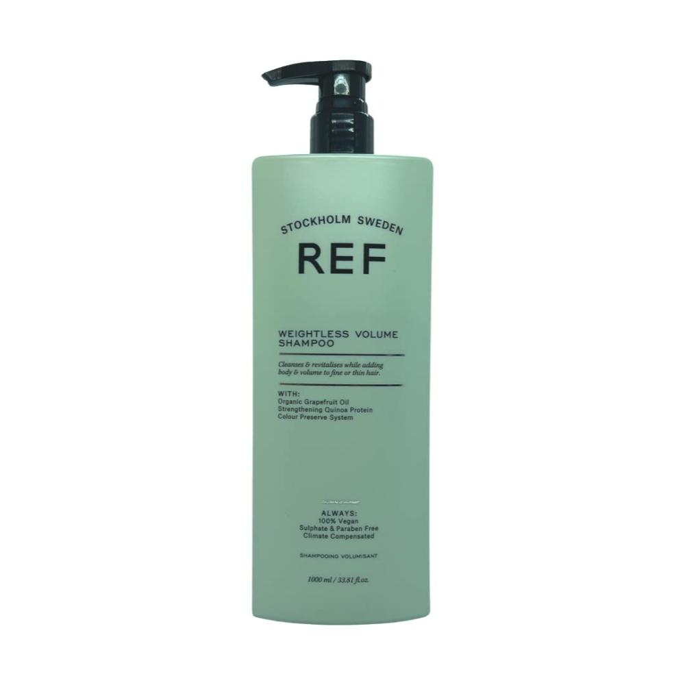 REF Weightless volume shampoo sans sulfate avec des extraits botaniques spécialement choisis pour protéger et renforcer la structure des cheveux fins ou fragiles.