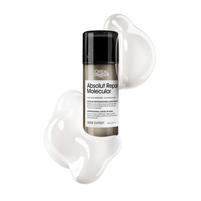 L'Oréal Masque sans rinçage répare la structure moléculaire du cheveu. Texture légère qui pénètre instantanément et restaure la résistance.