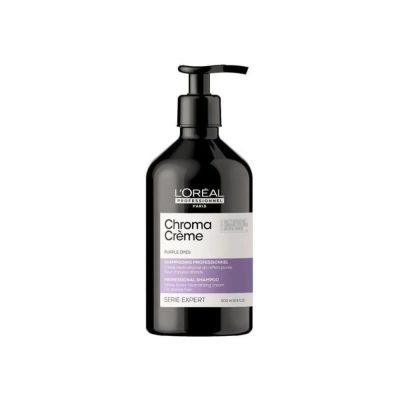 L'Oréal Shampoing violet Chroma est conçu pour neutraliser les reflets jaunes des cheveux blond à blond platine tout en nourrissant la fibre capillaire sans l'alourdir.