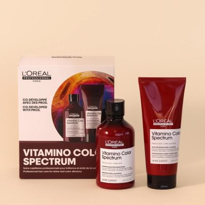 Duo shampoing et revitalisant Vitamino Color Spectrum conserve l'éclat des couleurs du 1er jour, jusqu'à 100 jours. Scelle la brillance pour un effet miroir